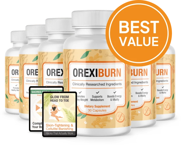 OrexiBurn 6 bottles best value package with 2 free bonuses